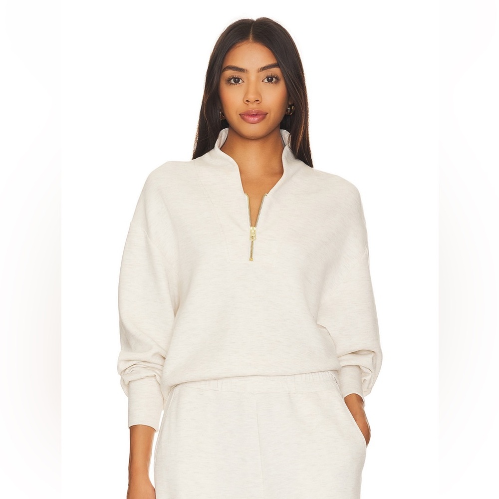 Varley Davidson Half-Zip Sweatshirt in Ivory Marl